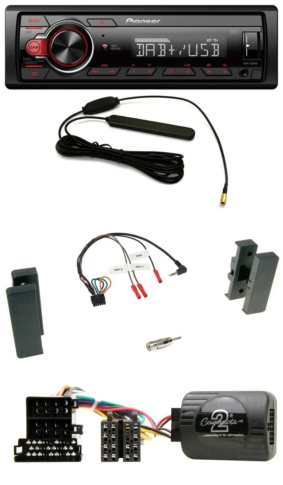 Автомагнитола Pioneer 1-DIN DAB USB MP3 для Seat Leon 2002–2006, Toledo 2002–2