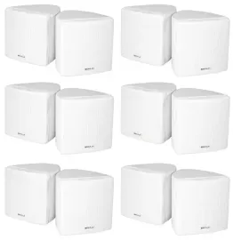 (12) Rockville Cube 70v White 3.5" Commercial Wall Mount Restaurant/Bar Speakers