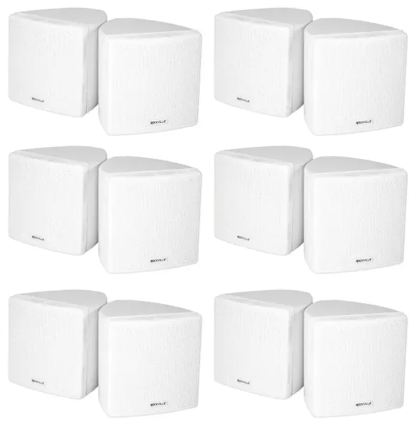 (12) Rockville Cube 70v White 3.5" Commercial Wall Mount Restaurant/Bar Speakers