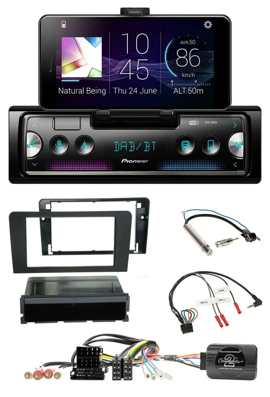 Автомагнитола Pioneer USB Bluetooth DAB для Audi A3 (8P) ISO, с управлением на руле