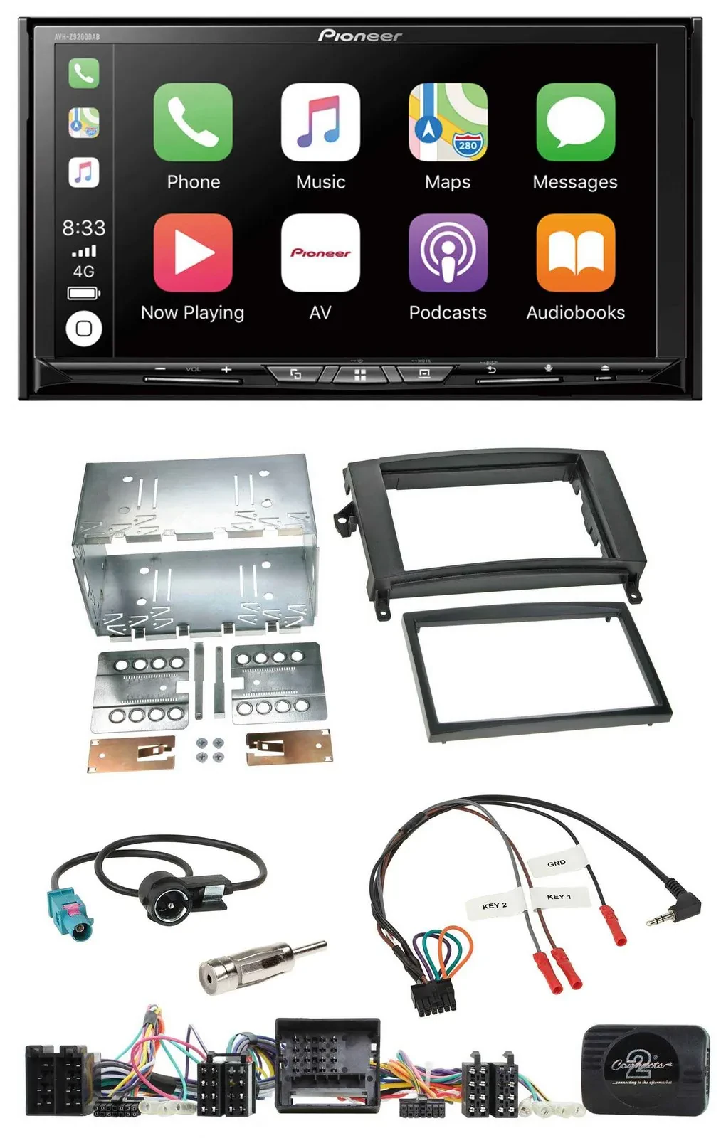 Pioneer 2DIN Lenkrad USB DAB DVD Bluetooth Autoradio für Mercedes A- B-Klasse W1