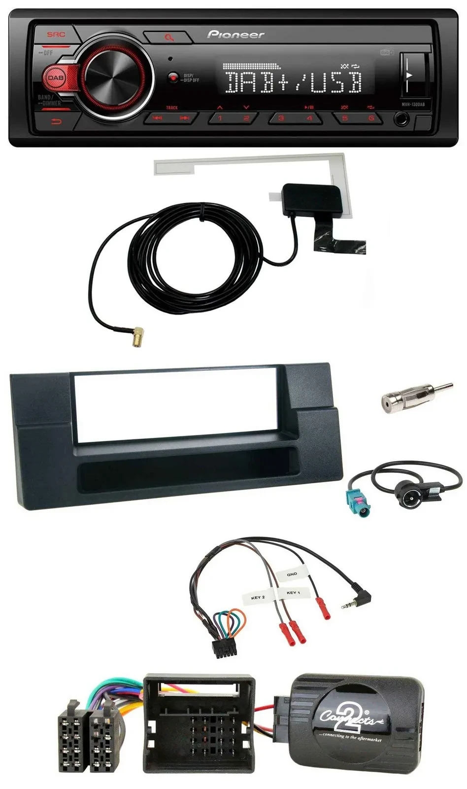 Pioneer 1DIN MP3 DAB USB Lenkrad Autoradio für BMW 5er 01-04 E39 Aktivsystem Abl