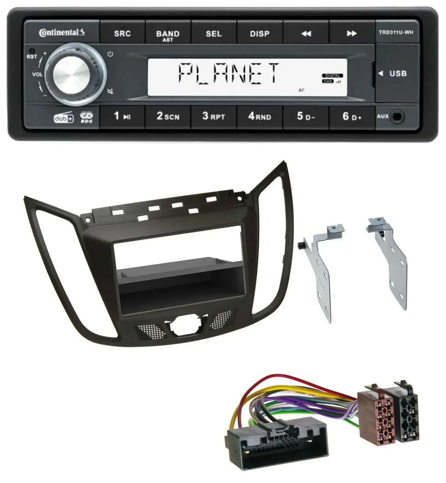 Автомагнитола для Ford C-Max/Kuga Continental 1-DIN MP3 AUX USB DAB темно-коричневый