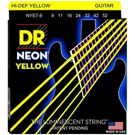 Струны для 7-струнной электрогитары DR Strings NYE7-9 Neon Yellow 9-52
