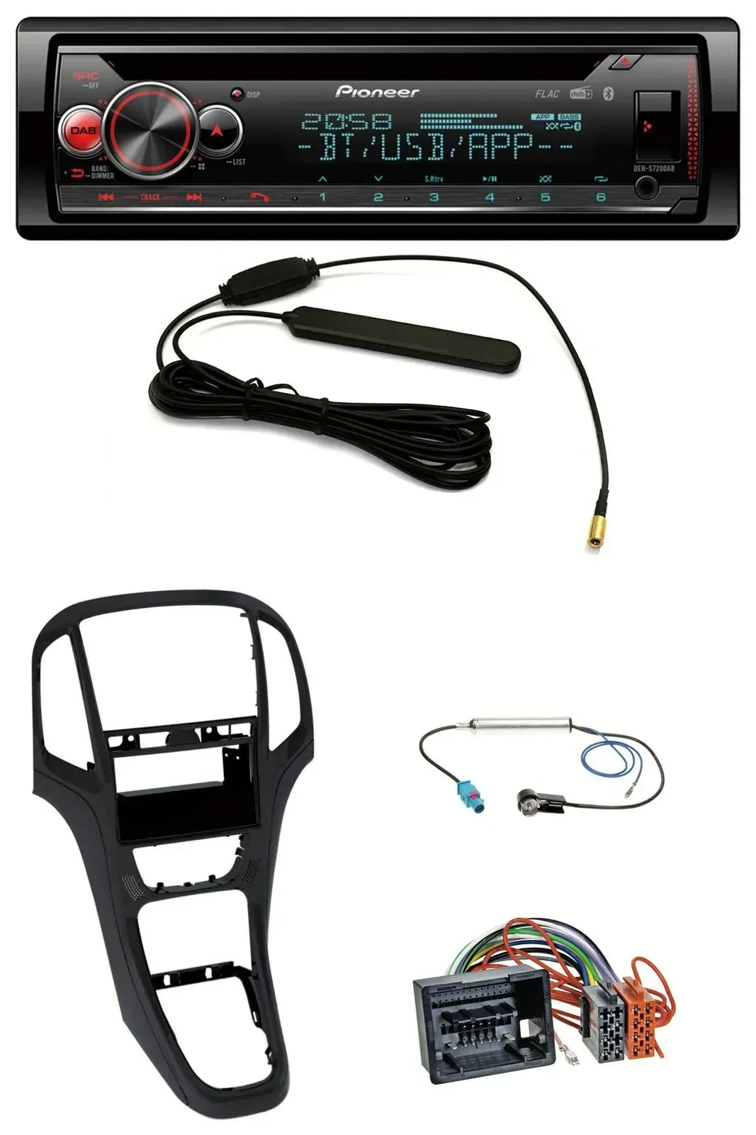 Автомагнитола Pioneer USB, DAB, MP3, Bluetooth, CD для Opel Astra J (с 2009), перламутрово-чёрный