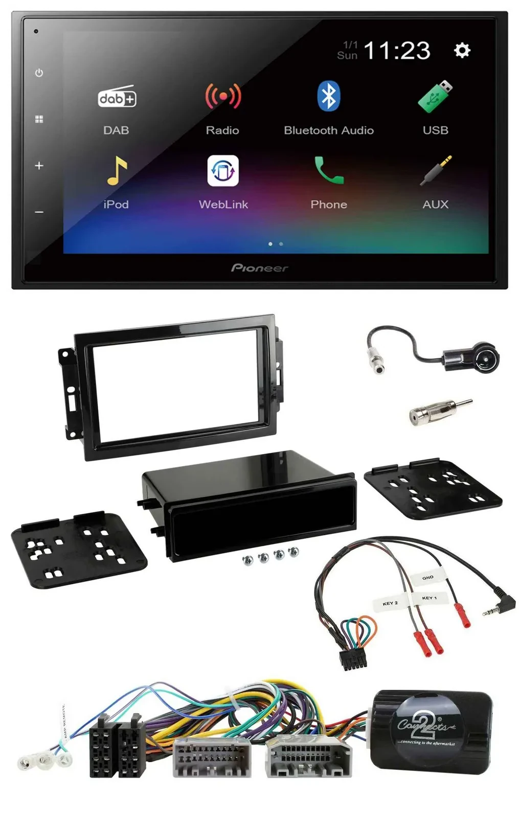 Pioneer USB Bluetooth DAB 2DIN Lenkrad Autoradio für Dodge Jeep