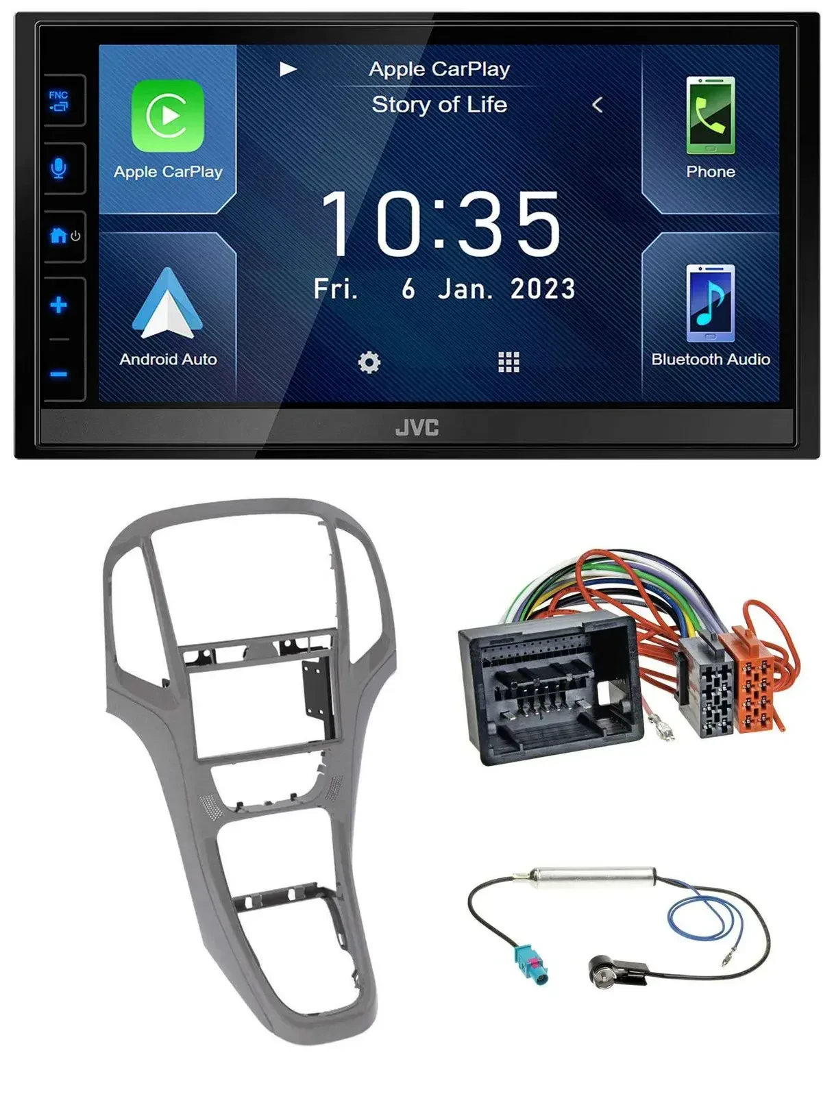 JVC DAB Bluetooth MP3 USB 2DIN Autoradio für Opel Astra J ab 09 Titangrau