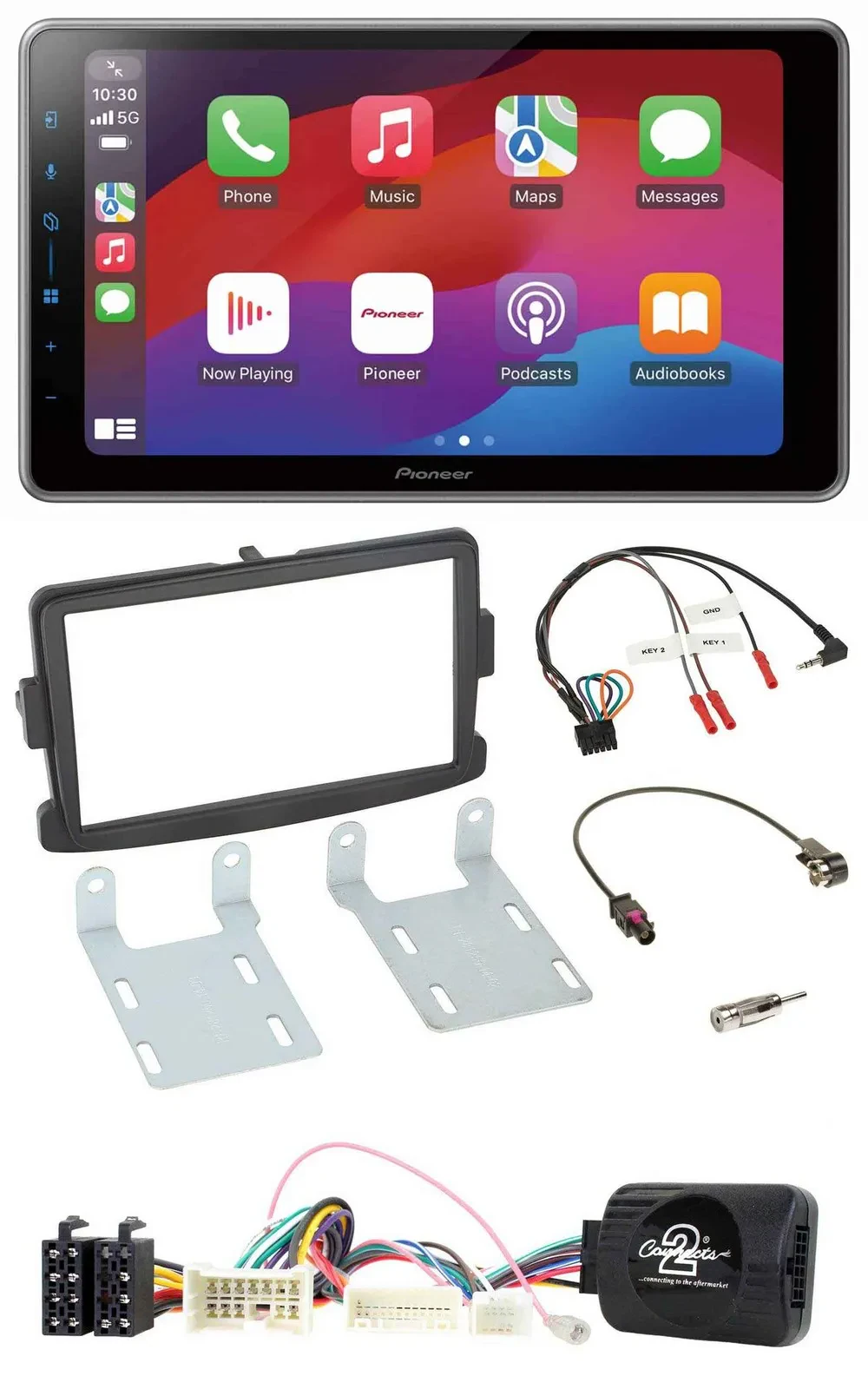 Pioneer Lenkrad USB DAB Bluetooth 2DIN Autoradio für Dacia ab 2012 schwarz