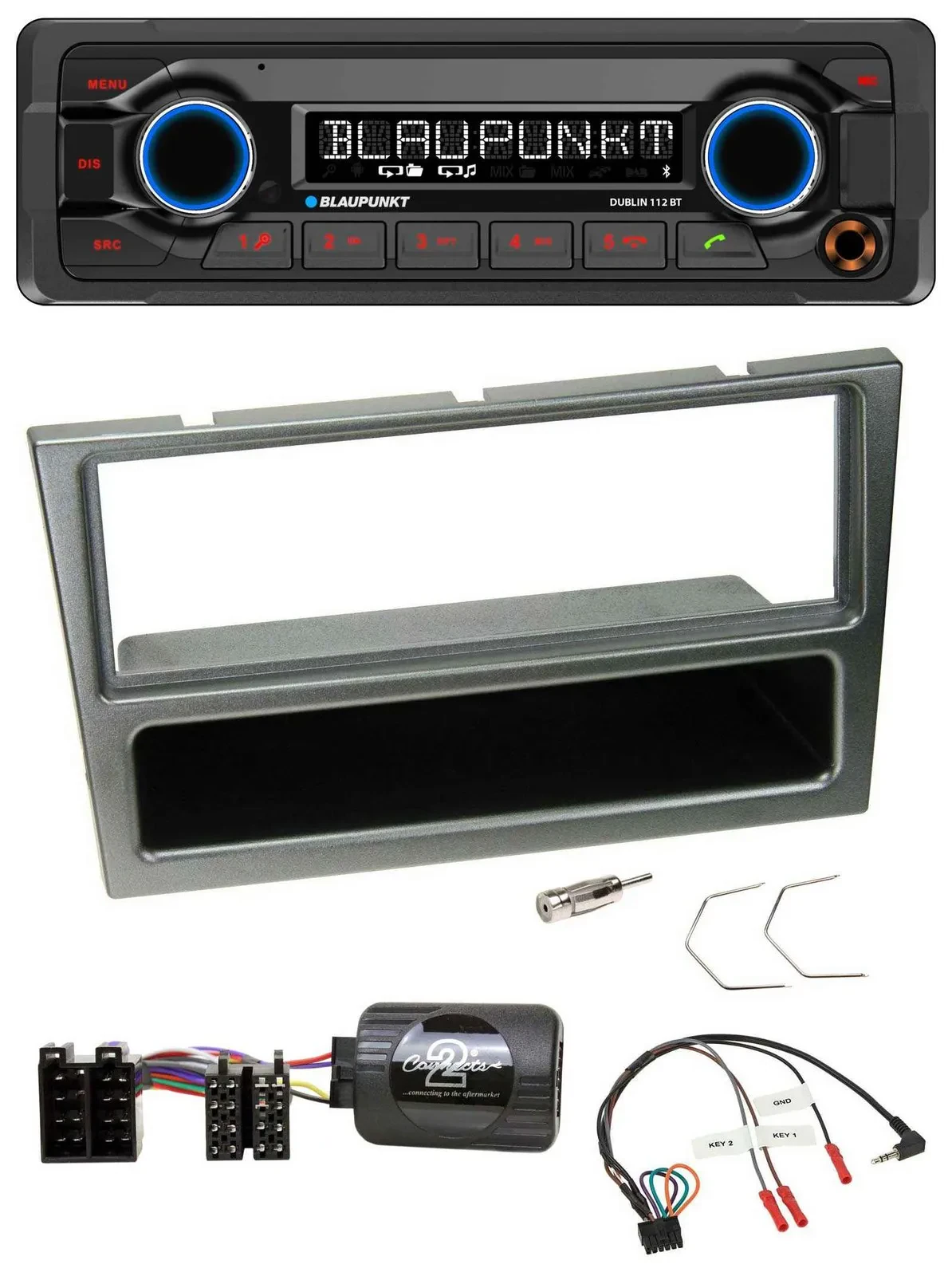 Blaupunkt MP3 Bluetooth USB Lenkrad Autoradio für Opel Corsa C 00-04 aluminium