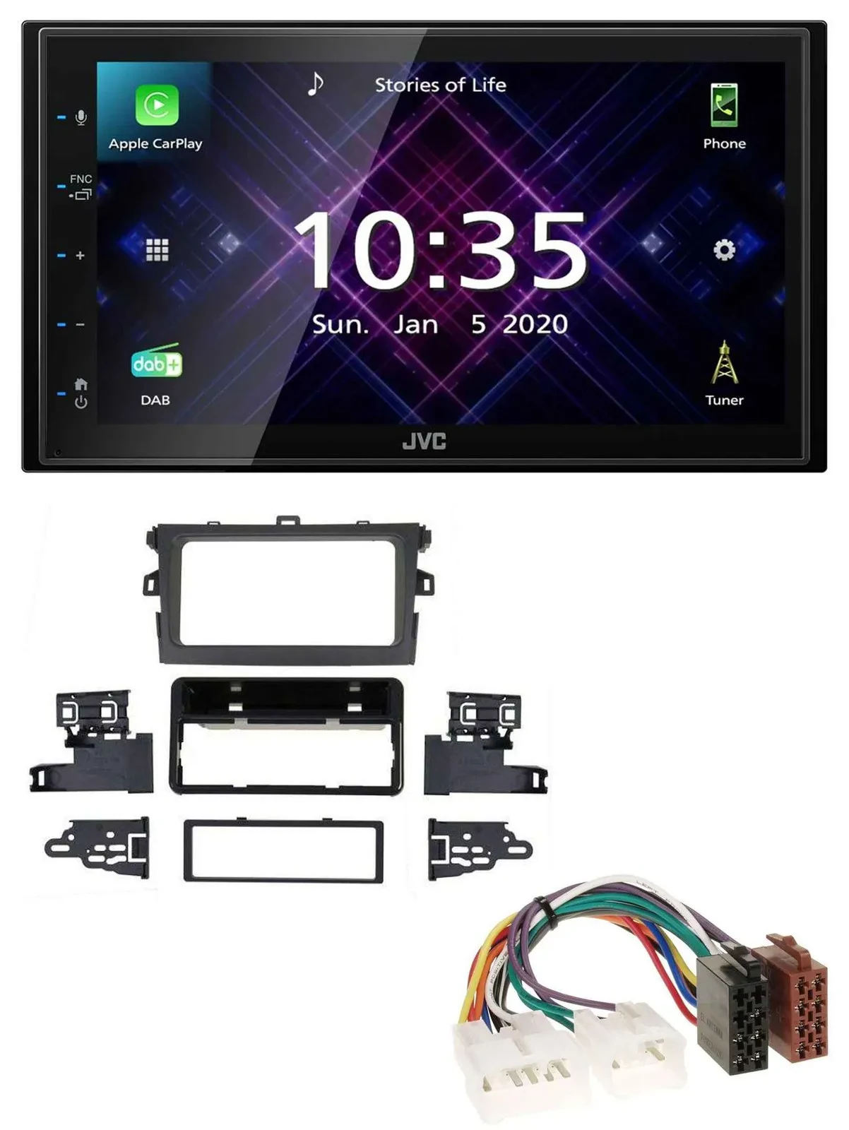JVC DAB 2DIN MP3 Bluetooth USB Autoradio für Toyota Corolla 2009-2013 silber