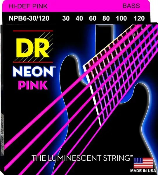 Струны для бас-гитары DR Strings HI-DEF NEON DR NPB6-30/120, 30 - 120