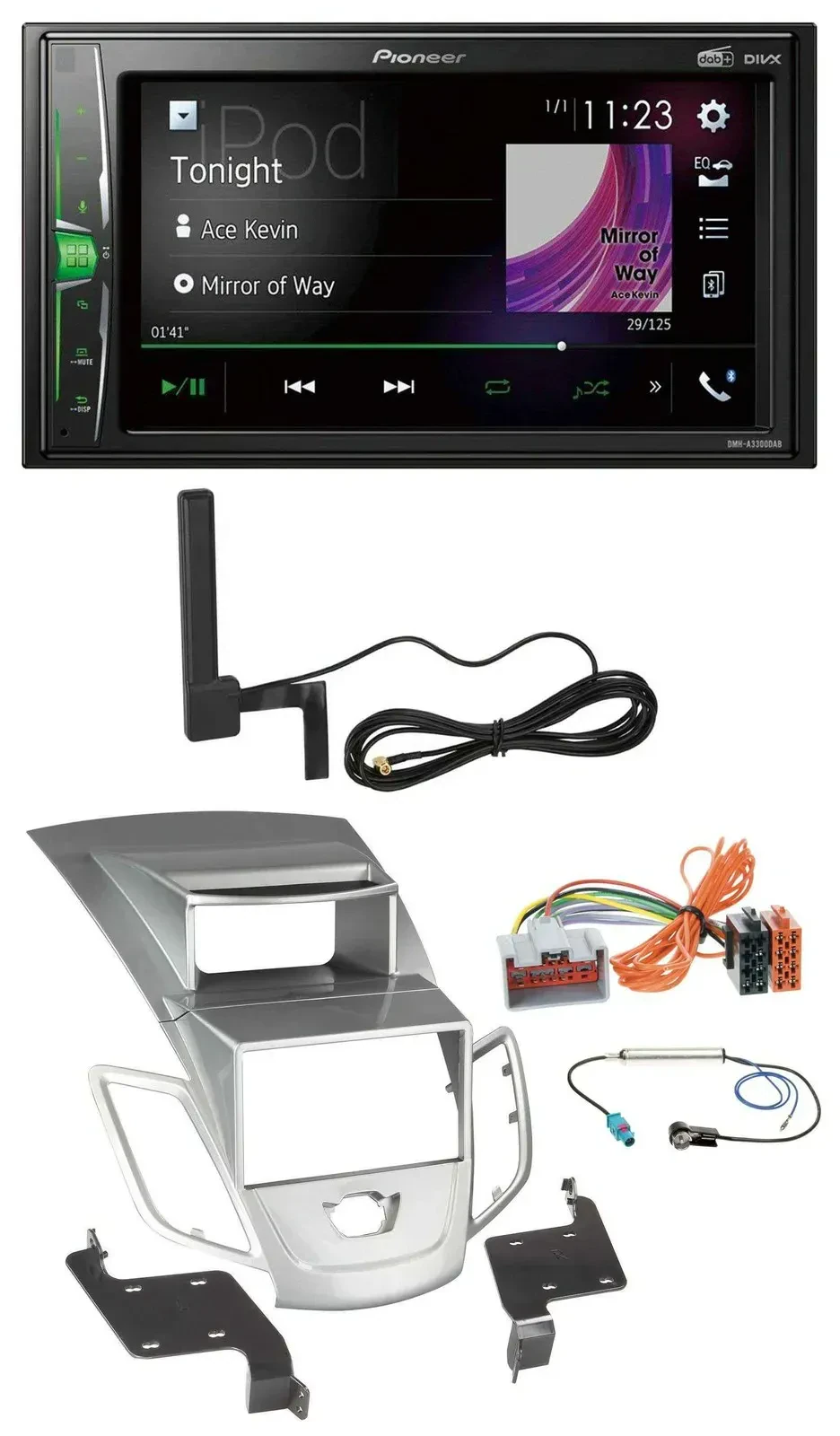 Автомагнитола Pioneer для Ford Fiesta 2008–2010 2 DIN, Bluetooth, DAB, AUX, MP3, дисплей