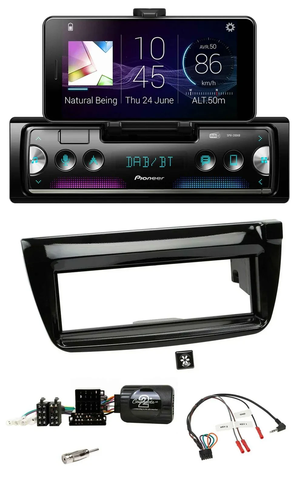 Автомагнитола Pioneer USB Bluetooth DAB для Fiat Doblo 2012–2015, поддержка управления на руле, цвет Piano Black