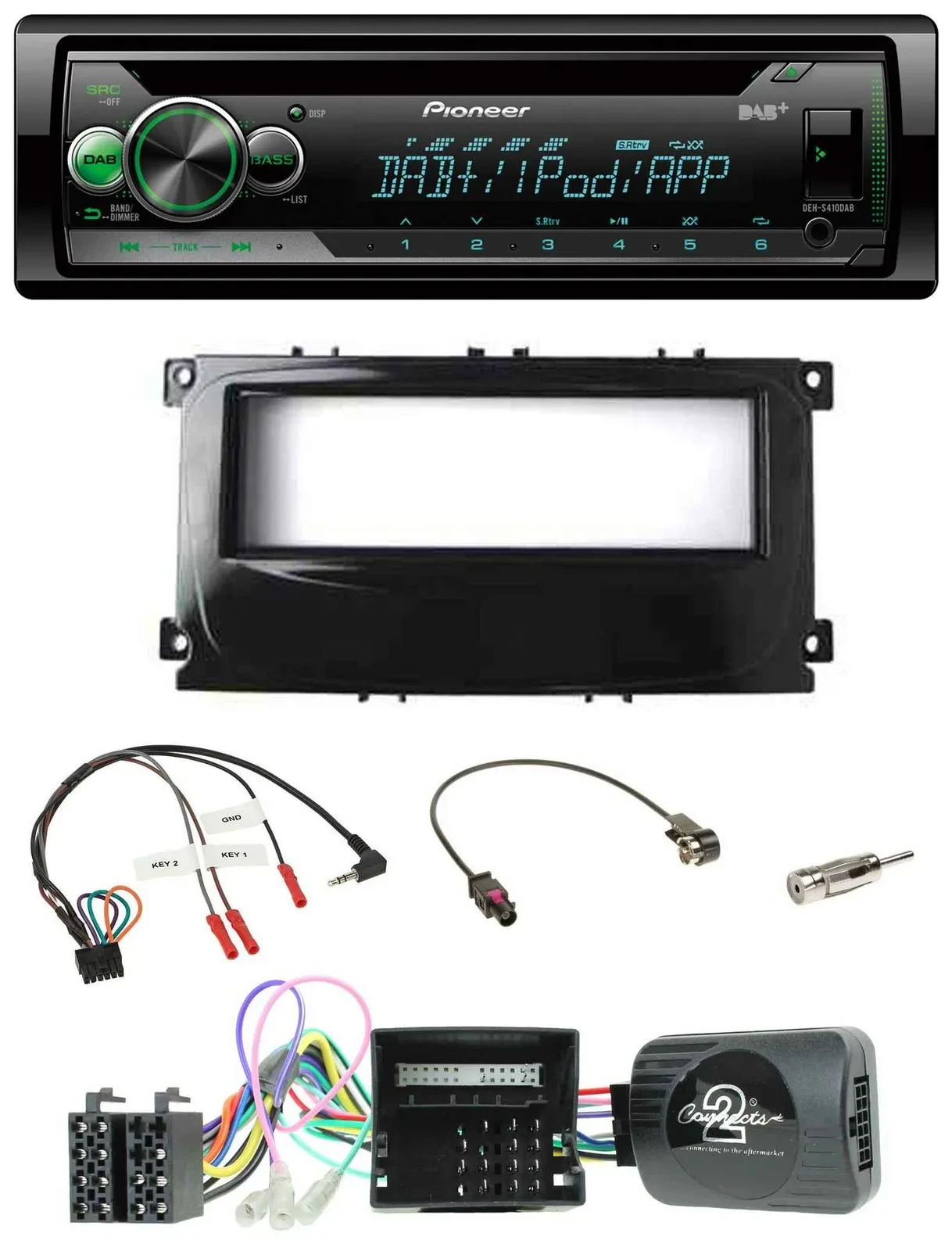 Автомагнитола для Ford Mondeo/S-Max (2007–2014) Pioneer USB MP3 DAB CD, CAN-Bus, управление с руля
