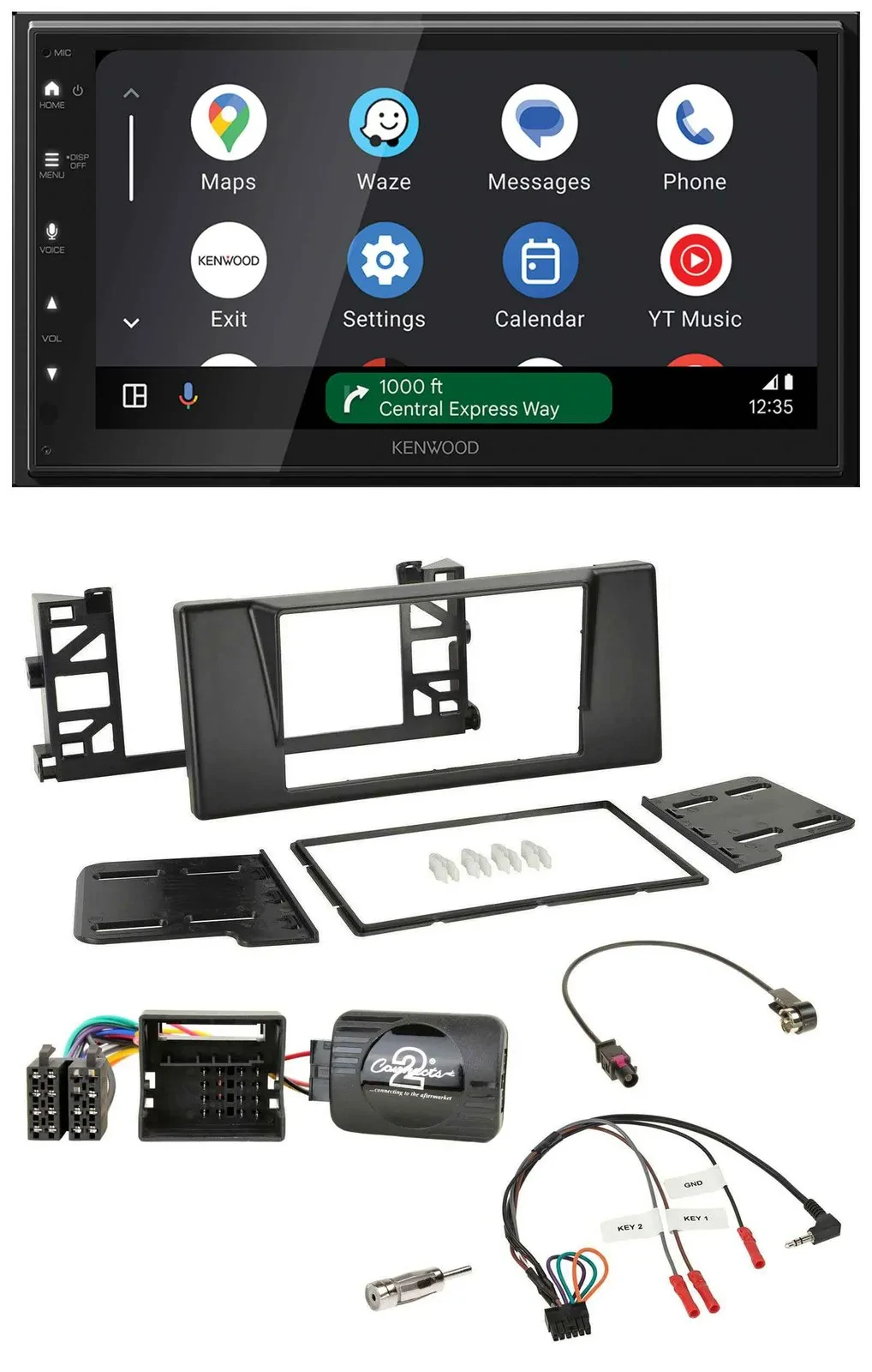 Автомагнитола Kenwood 2-DIN, DAB, Bluetooth, USB, для BMW 5 Series E39 (2001–2003), поддержка управления с руля, Quadlock