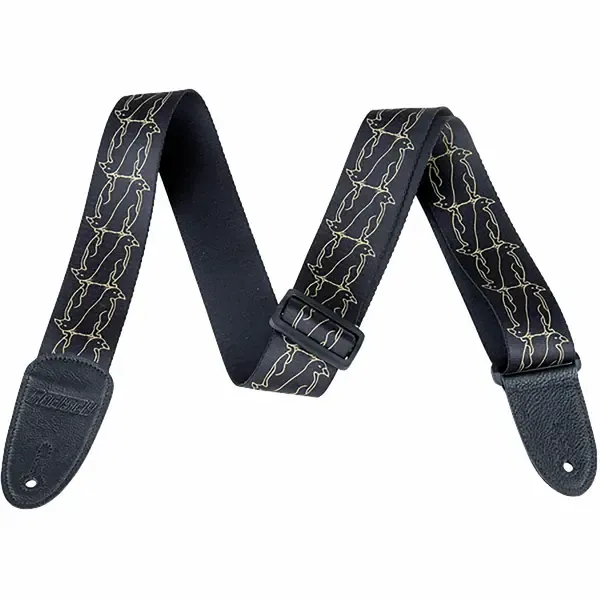 Ремень для гитары реверсивный Gretsch Alternating Black Penguins Strap Gold