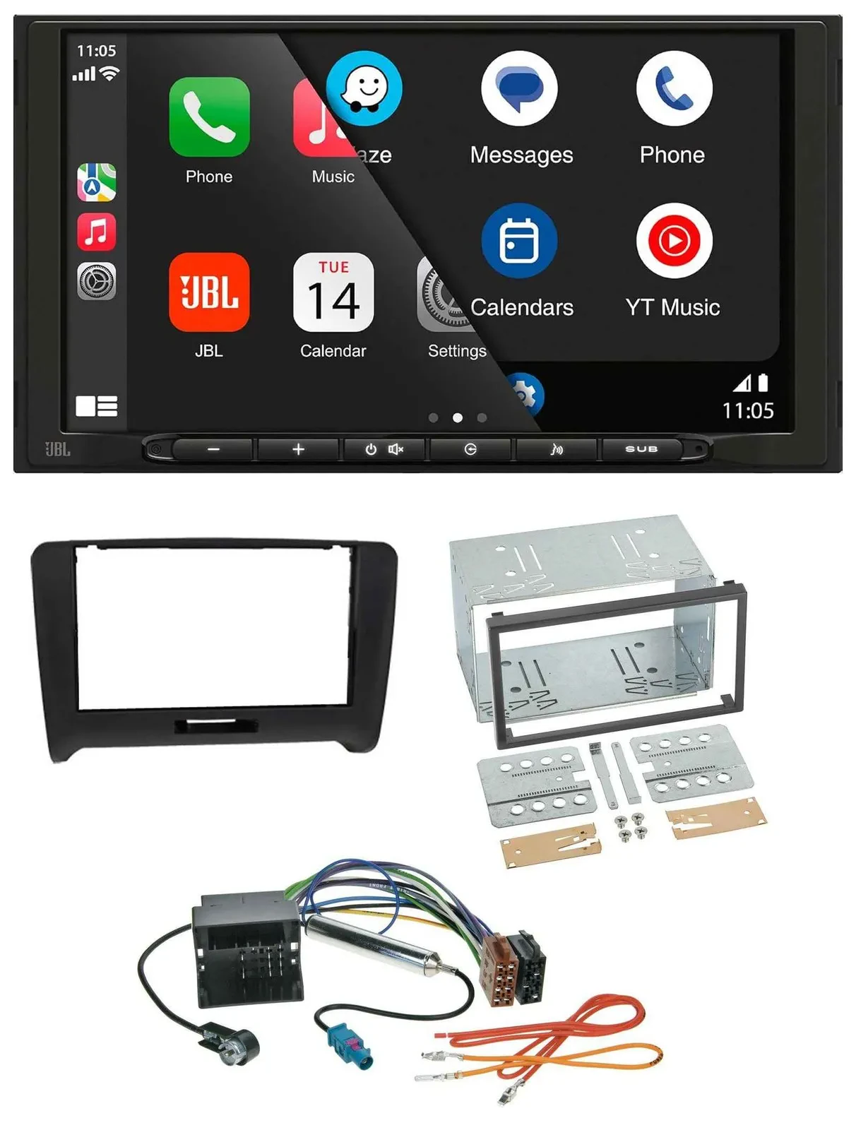 JBL USB 2DIN MP3 Bluetooth AUX Autoradio für Audi TT (06-14) Quadlock