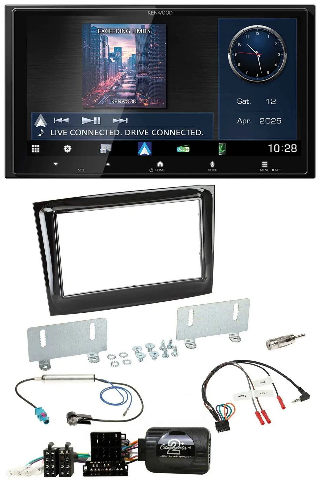 Kenwood Bluetooth 2DIN USB DAB Lenkrad Autoradio für Fiat Doblo VDO ab 2015 pian