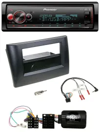 Автомагнитола для Fiat Stilo 2001–2007 Pioneer Bluetooth USB DAB, черный, с поддержкой кнопок на руле, с нишей