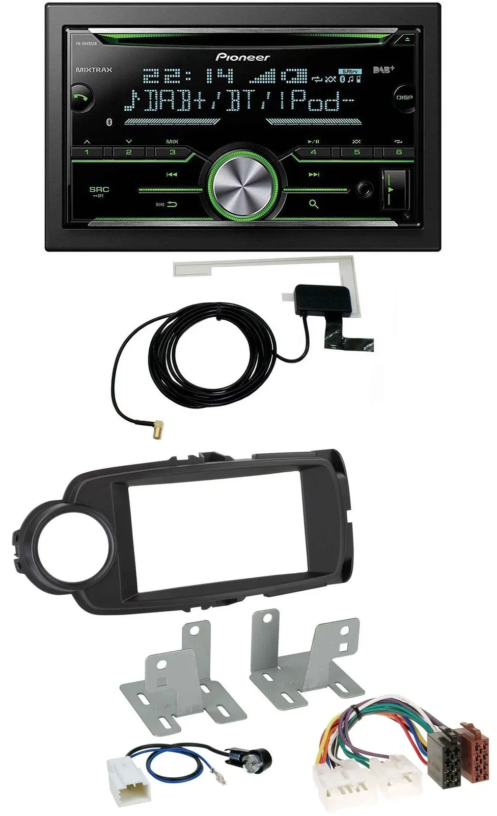 Автомагнитола для Toyota Yaris (2011–2020) Pioneer 2DIN, CD/USB/MP3, Bluetooth, DAB, черная