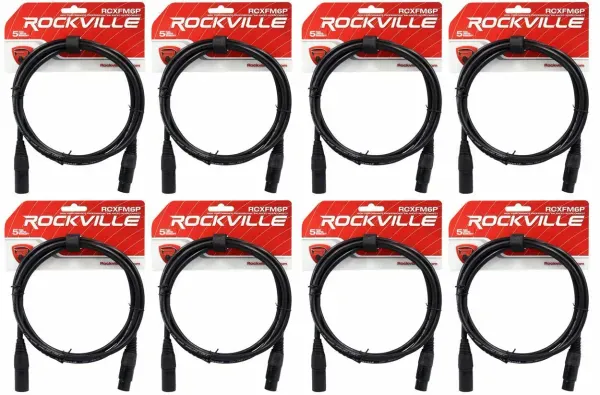 Микрофонный кабель Rockville RCXFM6P-B Black 1.8 м (8 штук)