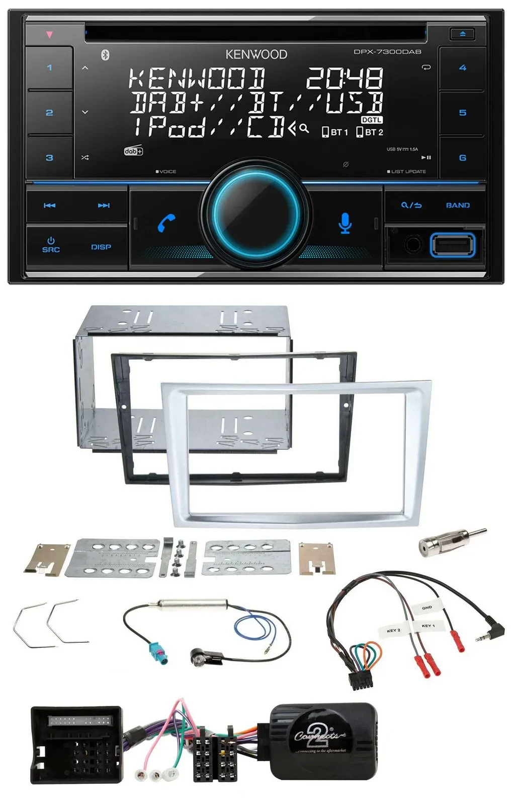Kenwood CD 2DIN DAB USB Lenkrad Bluetooth Autoradio für Opel Zafira Astra H Cors