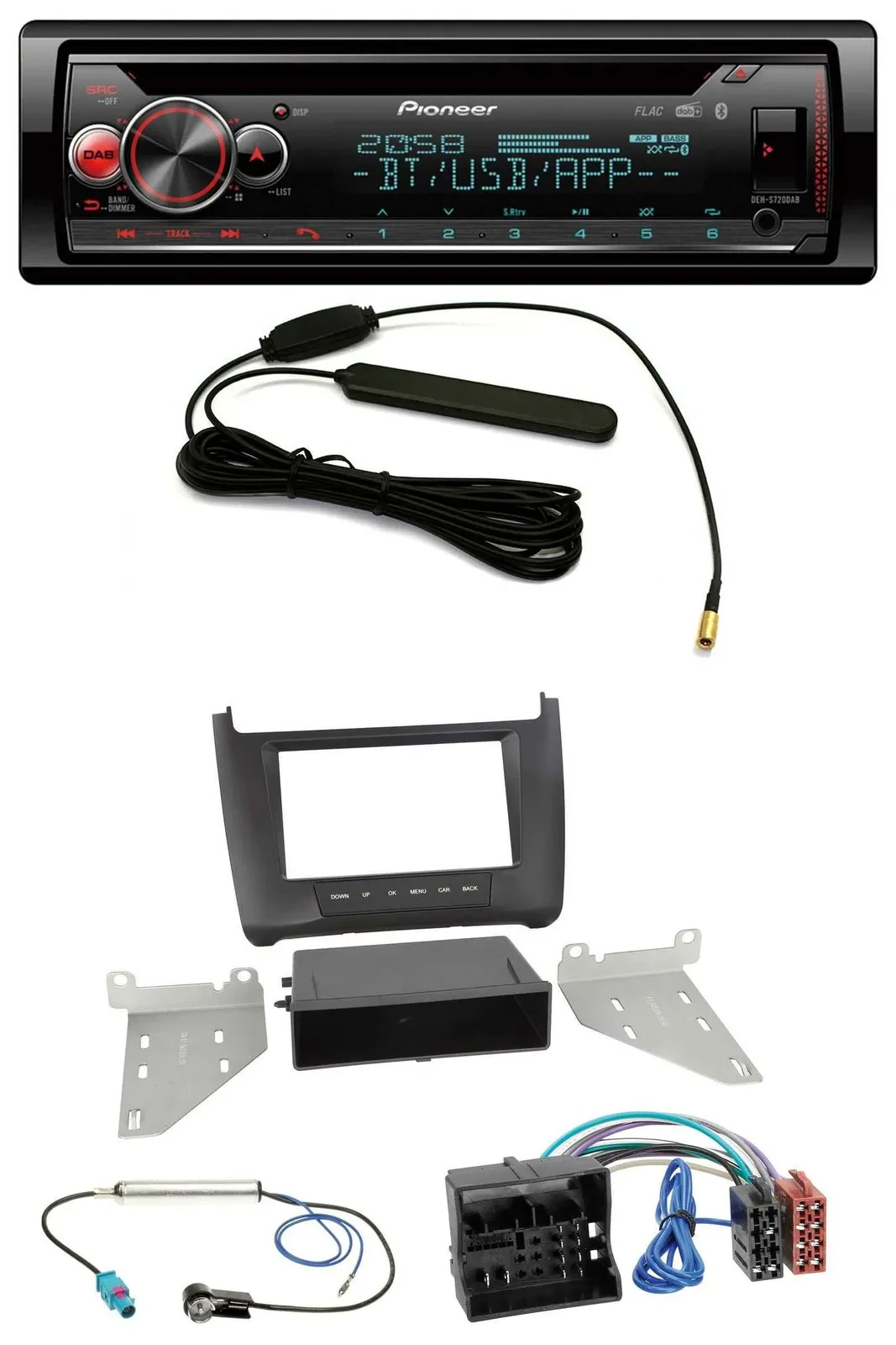 Pioneer USB DAB MP3 Bluetooth CD Autoradio für VW Polo (ab 2014) - schwarz