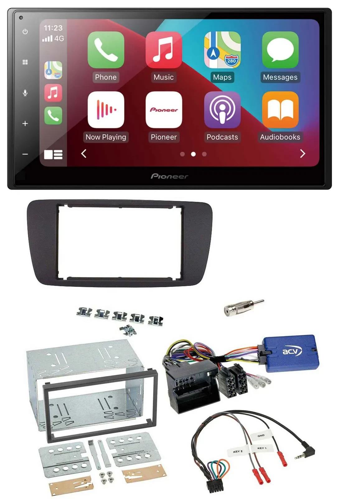 Pioneer USB Lenkrad DAB 2DIN Bluetooth Autoradio für Seat Ibiza ab 08 azabachesc