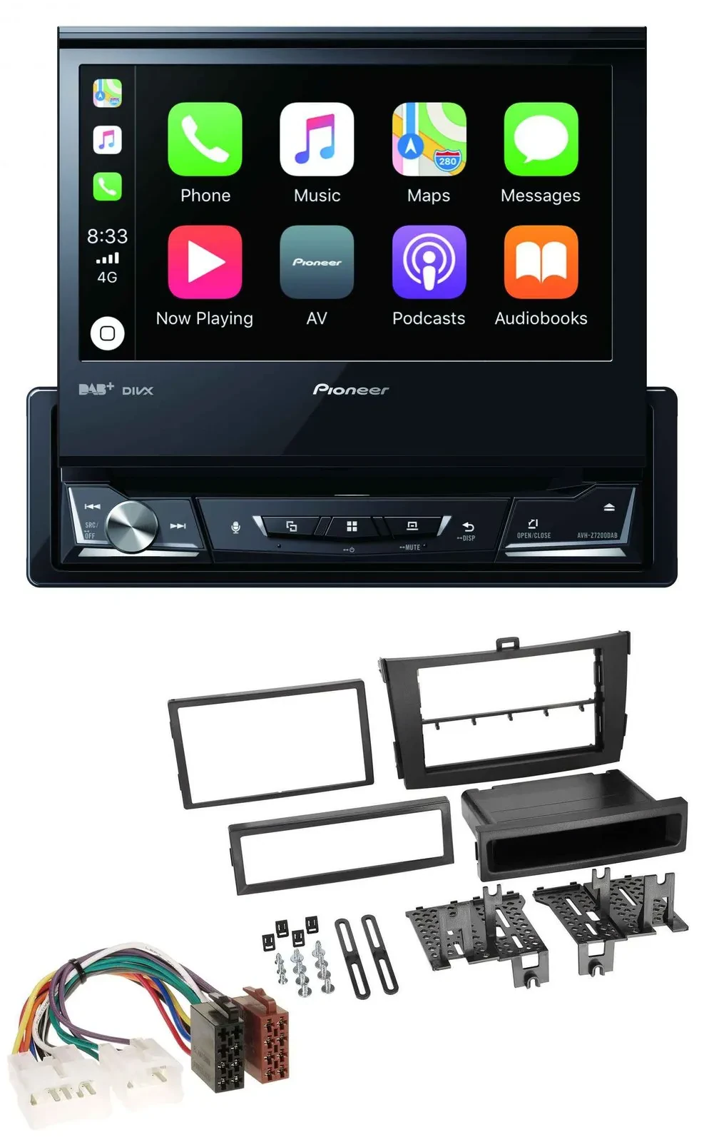 Автомагнитола для Toyota Corolla Pioneer DVD, Bluetooth, DAB, USB, MP3, чёрный