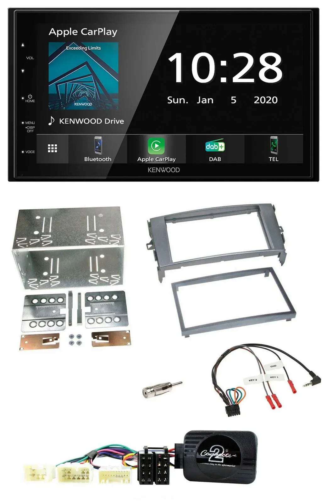 Kenwood Bluetooth Lenkrad DAB USB 2DIN Autoradio für Toyota Auris 2007-2011 anth