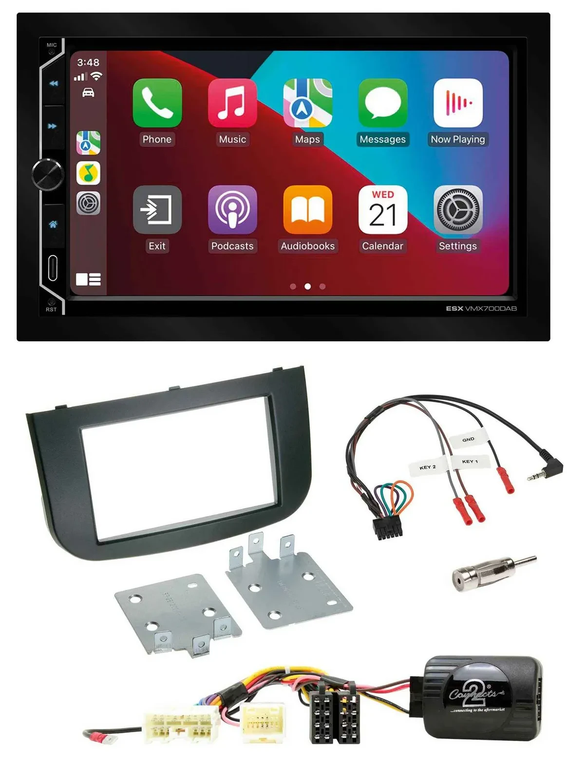 Автомагнитола для Mitsubishi Colt ESX 2 DIN, DAB, USB, Bluetooth, поддержка управления с руля (2008–2020)