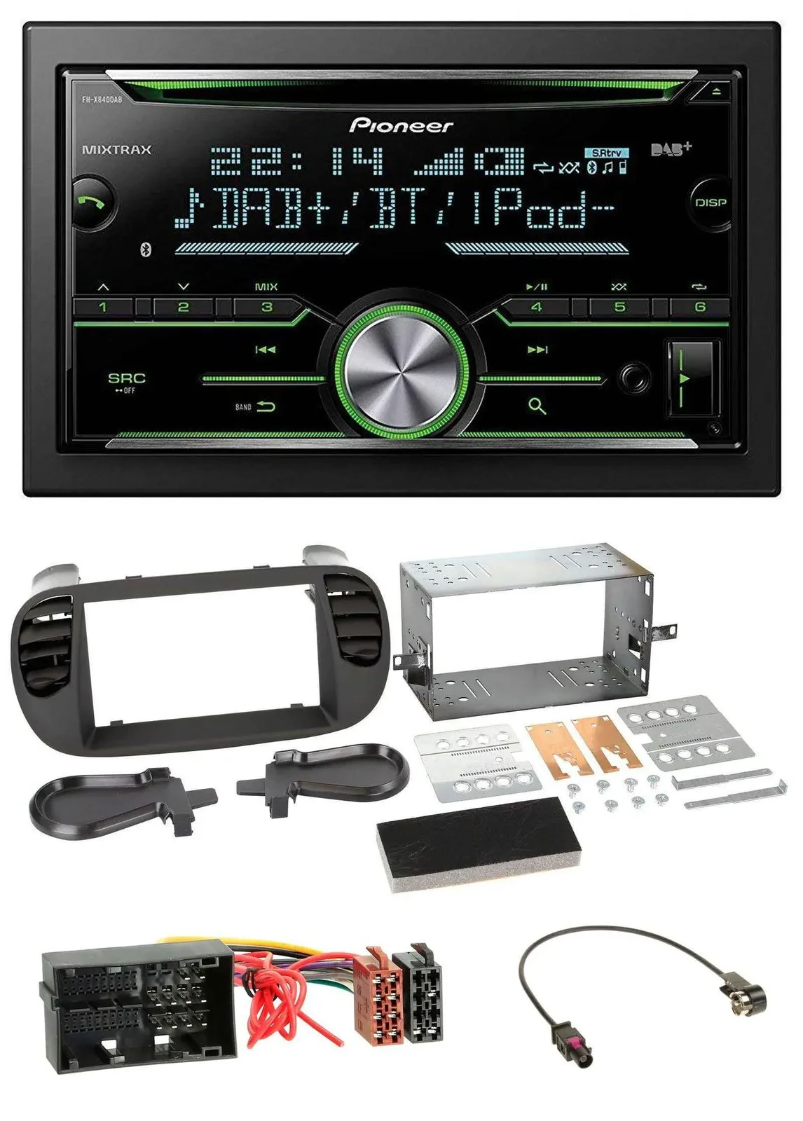 Pioneer Bluetooth MP3 DAB 2DIN USB CD Autoradio für Fiat 500 ab 12 soft touch