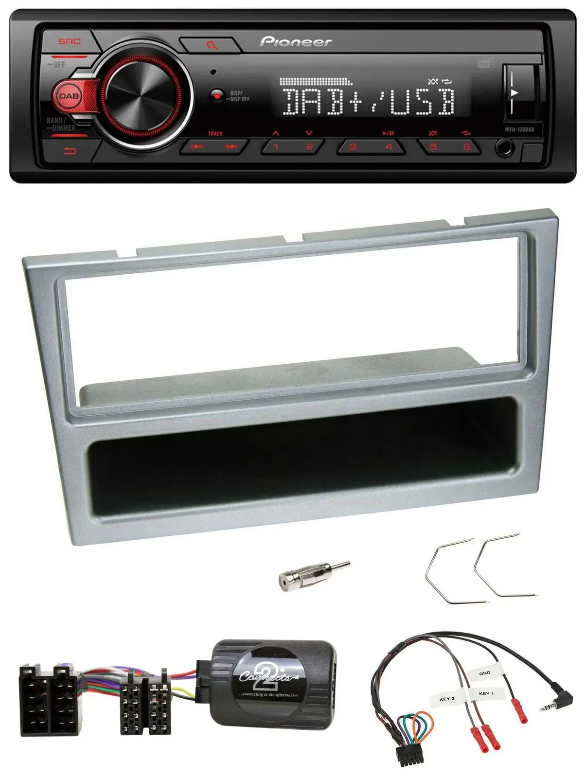 Pioneer MP3 1DIN DAB USB Lenkrad Autoradio für Opel Corsa C 2000-2004 silber