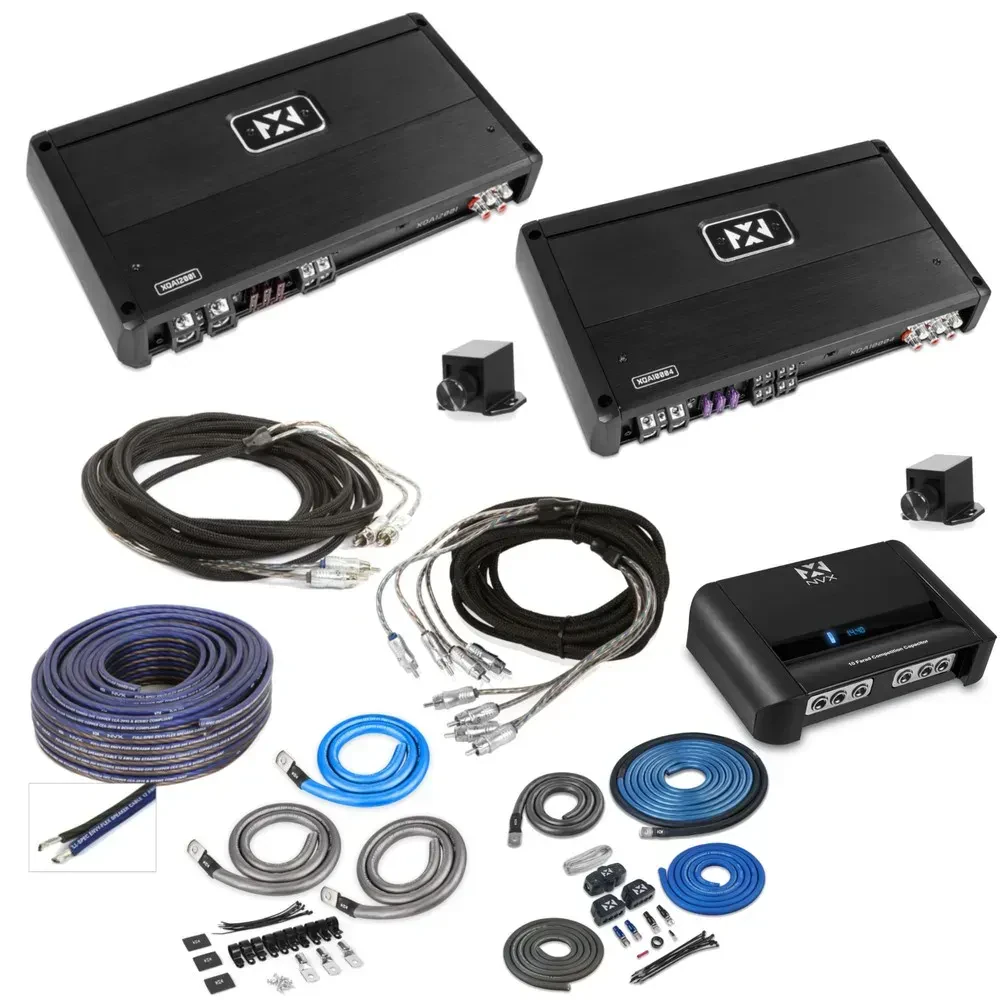 Комплект усилителей мощности NVX 2AMP_KIT_RCA_SPKR_BG3_CAP 4-Channel & Mono (набор) с конденсатором