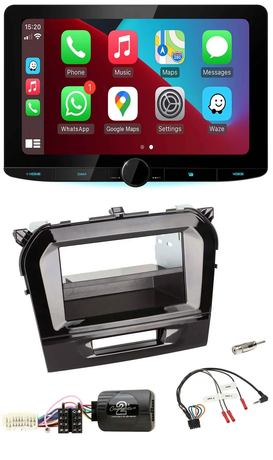 Kenwood Lenkrad USB DAB Bluetooth Autoradio für Suzuki Vitara ab 2015 piano schw