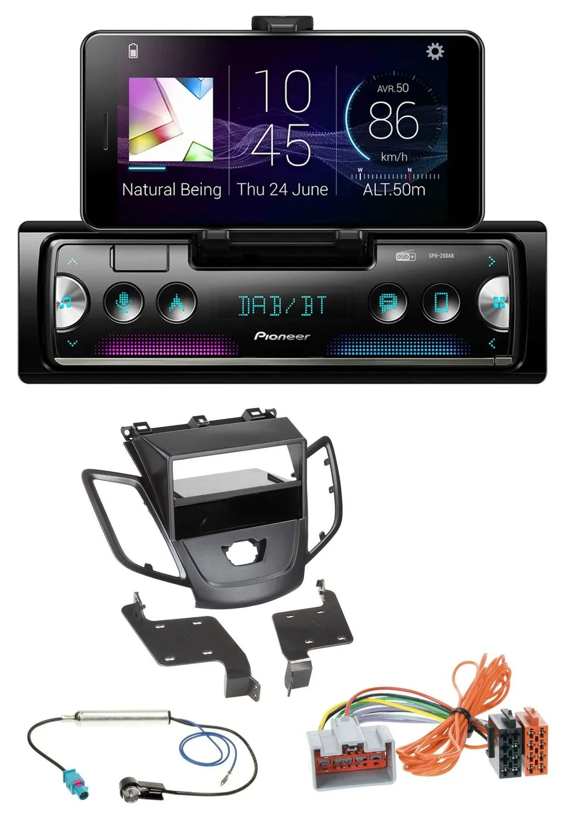 Pioneer USB MP3 Bluetooth DAB Autoradio für Ford Fiesta JA8 08-10 ohne Display s