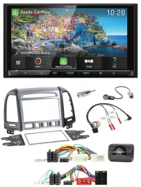 Kenwood Bluetooth Lenkrad 2DIN USB TMC DAB Navigation für Hyundai SantaFe 2010-2