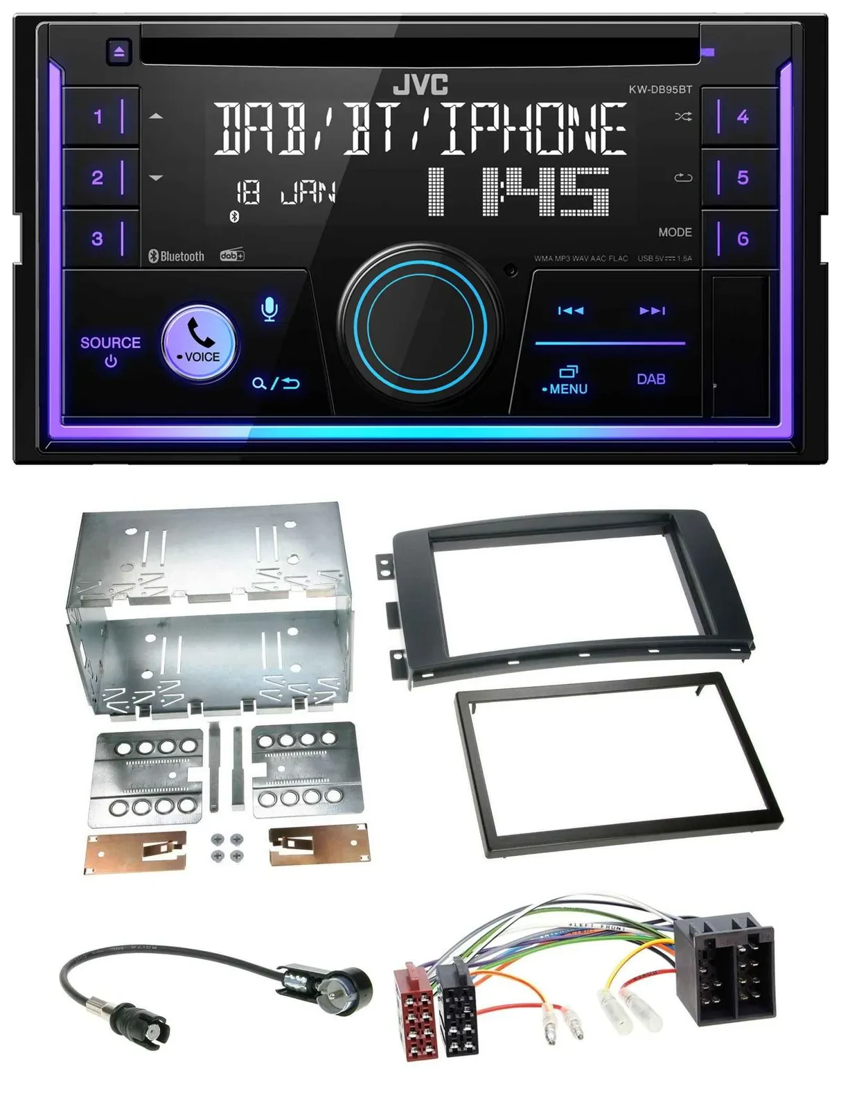 JVC MP3 USB 2DIN DAB Bluetooth CD Autoradio für Smart ForFour 04-06 ForTwo 07-10