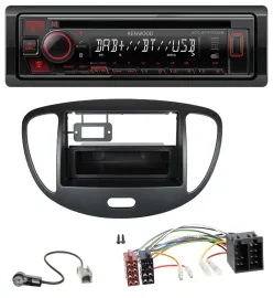 Kenwood MP3 CD USB Bluetooth DAB Autoradio für Hyundai i10 (2008-2013) schwarz