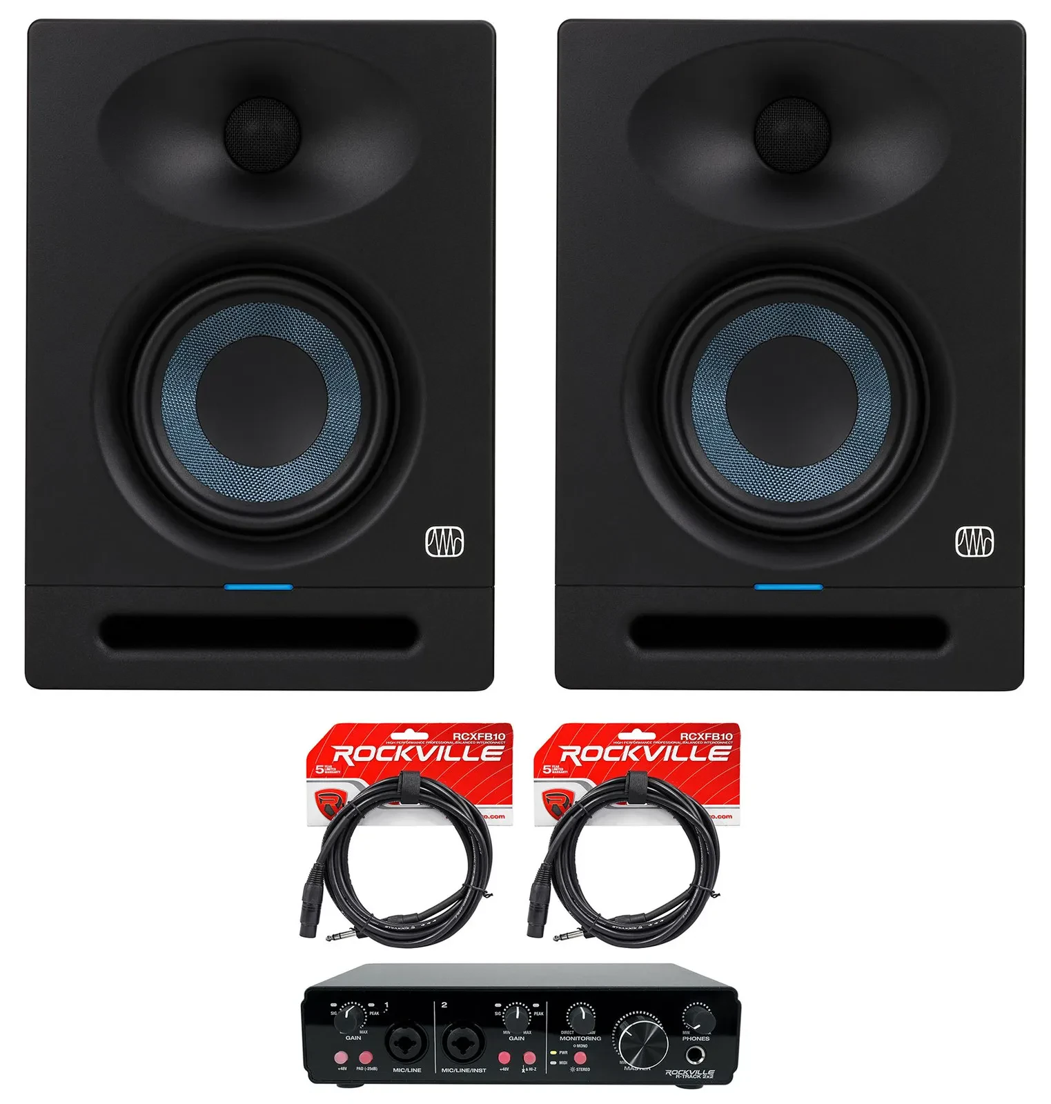 Комплект для подкастов PreSonus Eris Studio 5 + R-TRACK 2x2 5" (набор, пара), USB аудиоинтерфейс 2x2