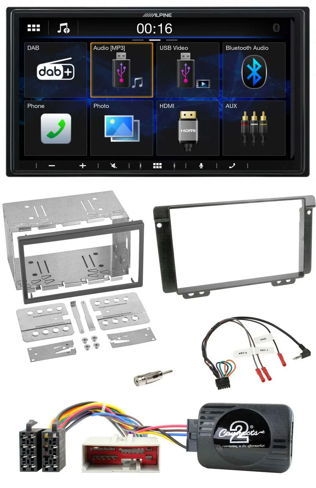 Автомагнитола Alpine 2DIN, Bluetooth, DAB, USB, поддержка управления на руле для Land Rover Freelander 2004-2
