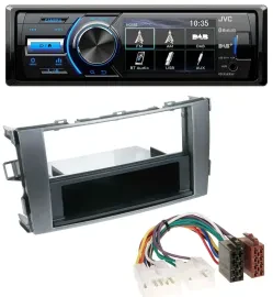 Автомагнитола JVC Bluetooth, MP3, USB, DAB для Toyota Auris 2007–2012, антрацит-серый