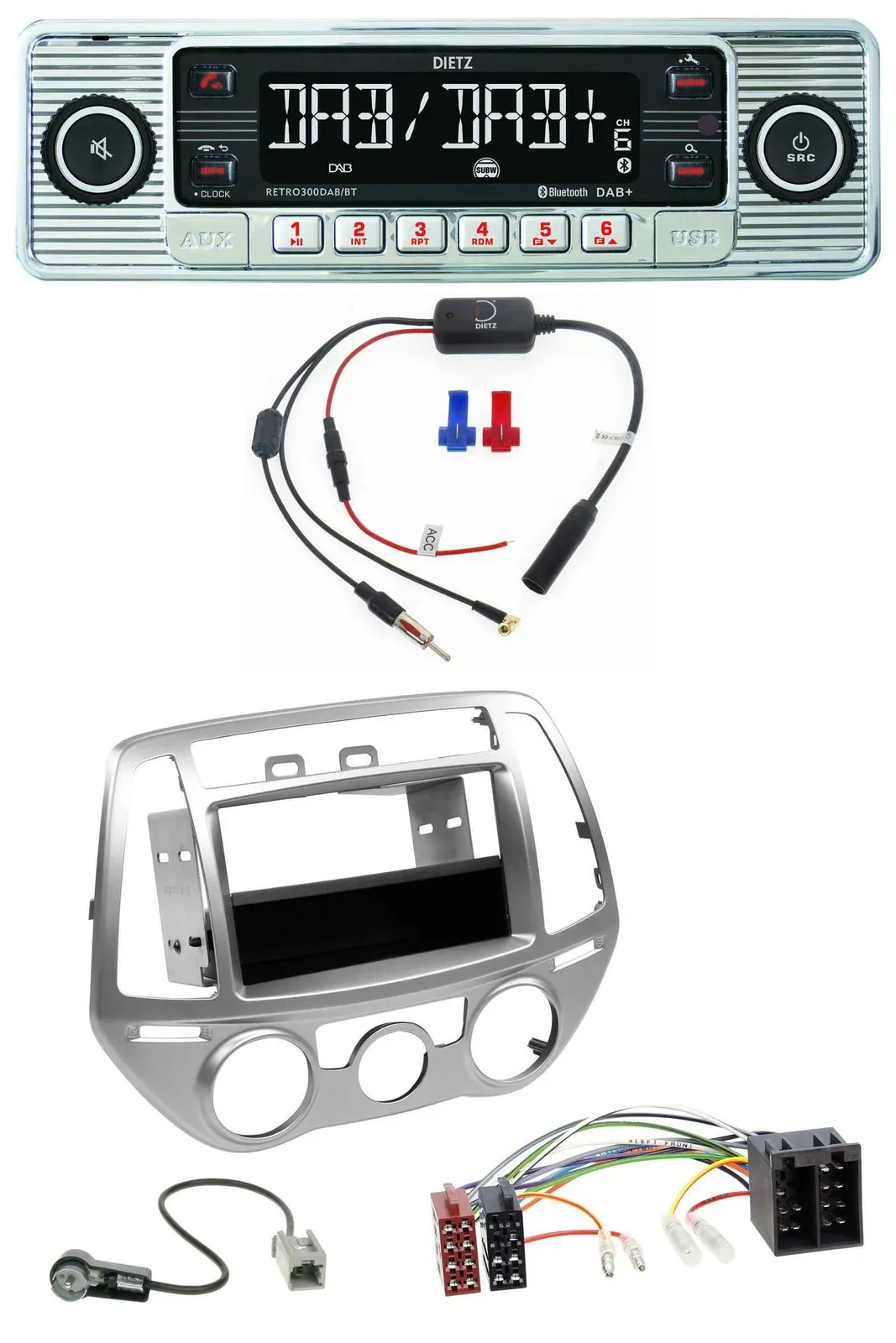 Dietz DAB USB MP3 Bluetooth Autoradio für Hyundai i20 (12-14) man. Klima