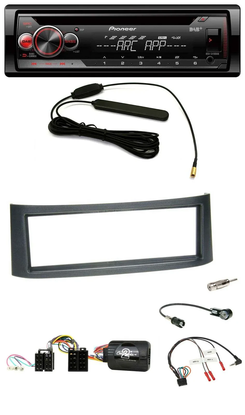 Pioneer CD USB Lenkrad DAB MP3 Autoradio für Smart ForFour W454 2004-2006 schwar