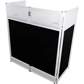 ProX VISTA DJ Booth Facade Table Station W/B Scrim kit Padded Travel Bag White