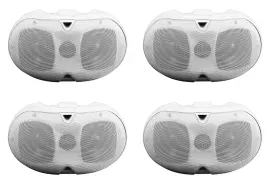 (4) Rockville D4-16 White Dual 4" 16-ohm Swivel Outdoor Home Patio Speakers