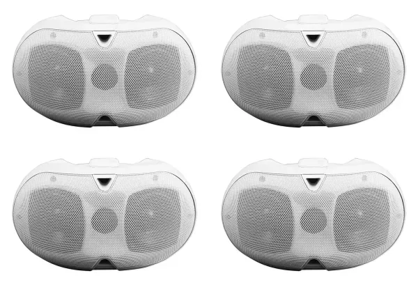 (4) Rockville D4-16 White Dual 4" 16-ohm Swivel Outdoor Home Patio Speakers