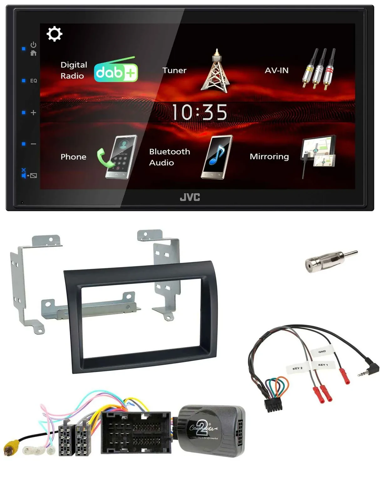 JVC USB Bluetooth Lenkrad DAB 2DIN Autoradio für Citroen Jumper ab 14 schwarz Pr