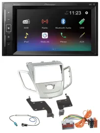 Pioneer DAB MP3 2DIN Bluetooth USB Autoradio für Ford Fiesta 08-10 silber