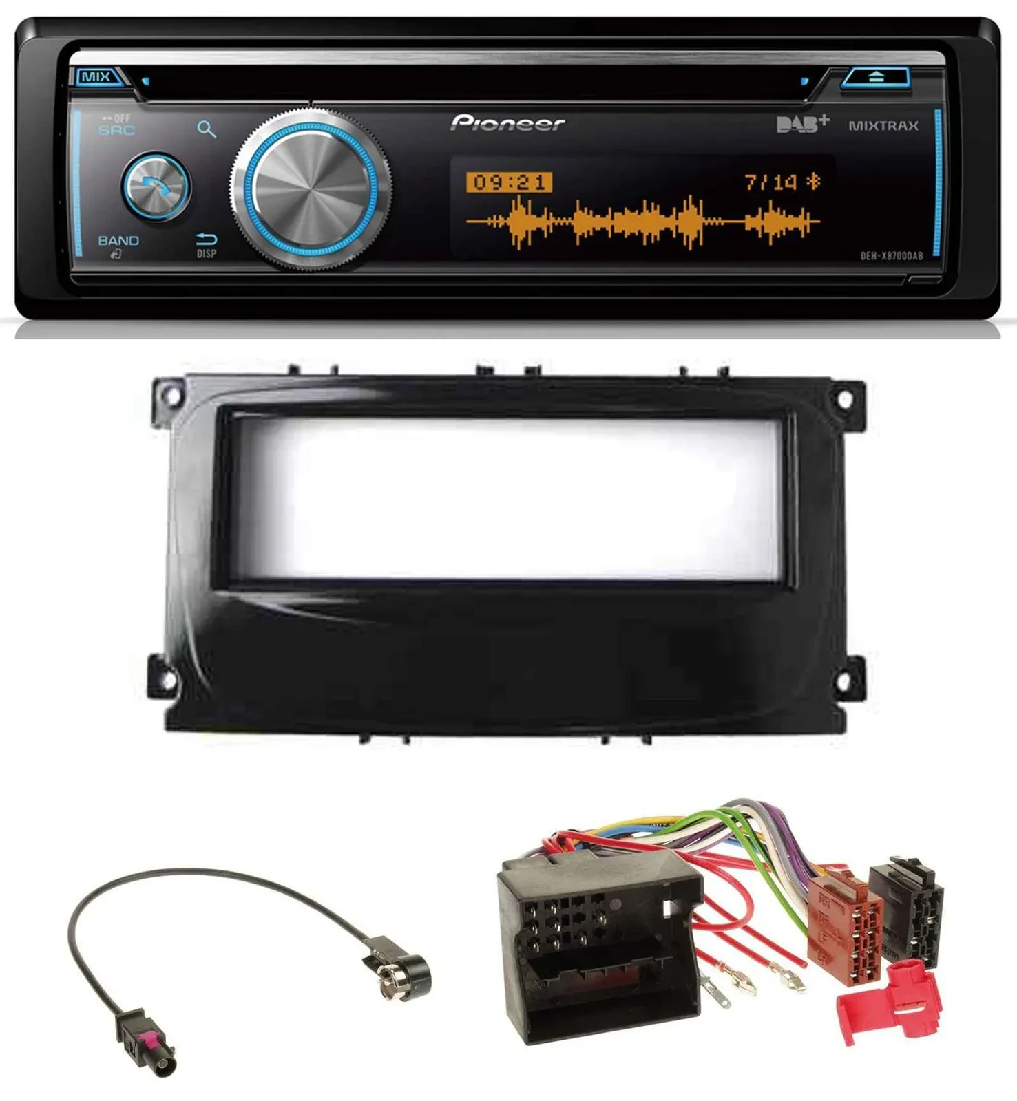 Автомагнитола Pioneer CD/USB/Bluetooth, DAB, для Ford Mondeo/S-Max (2007–2014), глянцевая